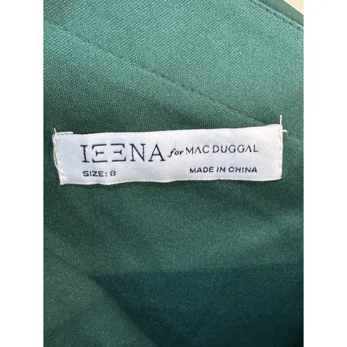 Mac Duggal IEENA SATIN ONE SLEEVED COCKTAIL DRESS Emerald Green Size 8 New