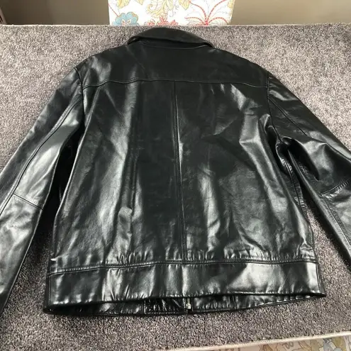 Banana Republic  Jacket Womens XL Black Genuine Leather Motorcycle Bike Bomber