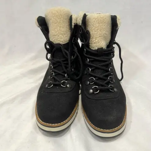 White Mountain NEW Cliffs by Cozy Shearling Lined Black Lace-up Boots Size 10
