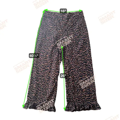 Maeve Anthropologie Colette Ruffle-Hem Crop Wide-Leg Pants 31 Leopard Pockets