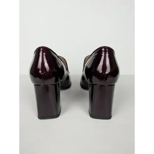 Aquatalia Burgundy Michelle Patent Leather Loafer Pumps Block Heel Women's 10