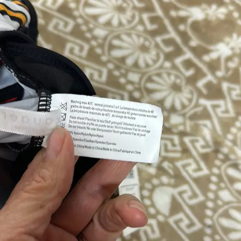 Ekouaer Black and Blue multicolored One Piece Swimsuit with Cut-Out Design