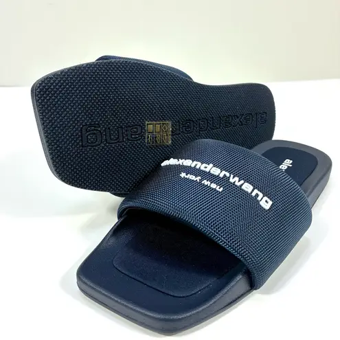 Alexander Wang Logo Pool Slides Uniform Blue EU 39 40 NEW 30221S059