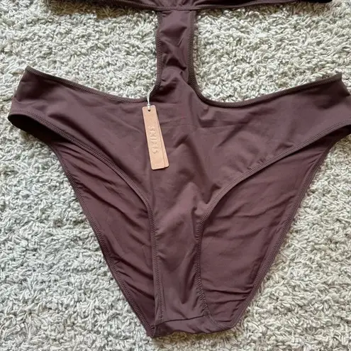 SKIMS Cut Out Halter Monokini Cocoa NWT