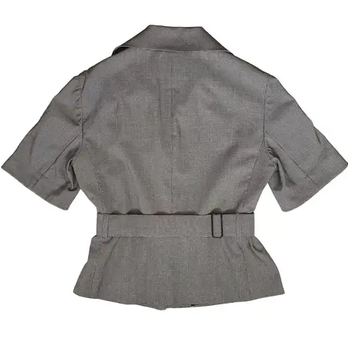 Akris Punto Houndstooth Short-Sleeve Evening Jacket Womens Gray Blazer Suit Coat