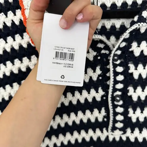 The Upside Voyage Crochet Sagra Shirt Size XXS NWT Blue