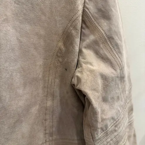 Weather Tamer VTG 90s Beige Suede Faux Fur Shearling Coat Aviator Pilot Sz Large Tan