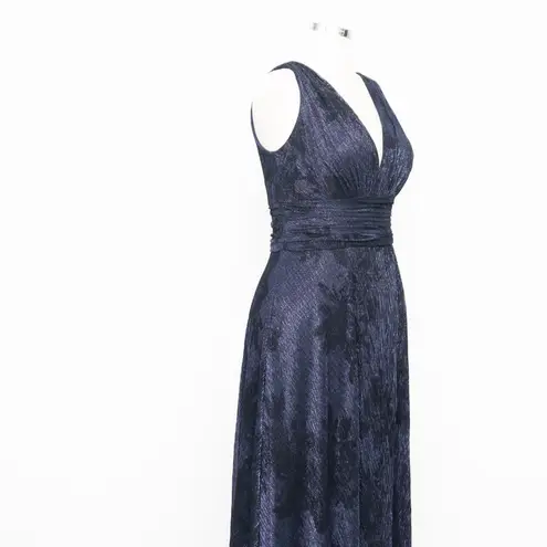 Betsy and Adam Floral Metallic Crinkle Gown