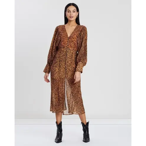 C/MEO COLLECTIVE Apparent Long Sleeve Dress With An All Over Abstract Animal Pri