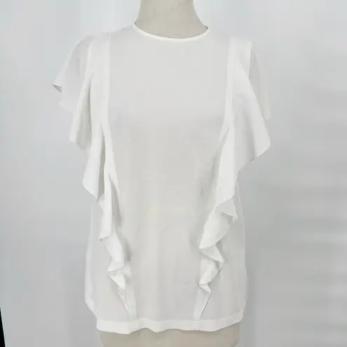 Hugo Boss Damen White Ruffle Blouse Sz 4