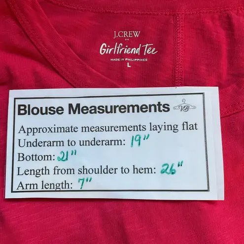 J. Crew Women's Girlfriend Crewneck Tee Size L Pink Pullover Short Sleeve NWT Size L