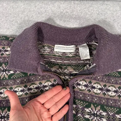 Carolyn Taylor Cotton Blend Fair Isle Multicolor Patterned Knit Sweater Large