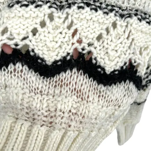 Saltwater Luxe Open Knit Sweater Cream Black Size XL