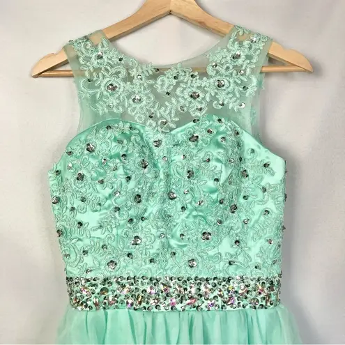 Boutique Mint Green Rhinestone Tulle Mini Dress 2