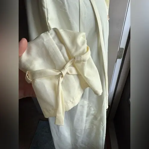 Vintage Betty Rose hooded silk blend loose maxi trench coat, one size White