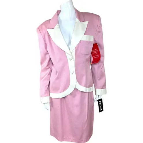 Vintage Rafael Womens Dusty Pink Ivory 2 Piece Blazer Pencil Skirt Set 14 NWT
