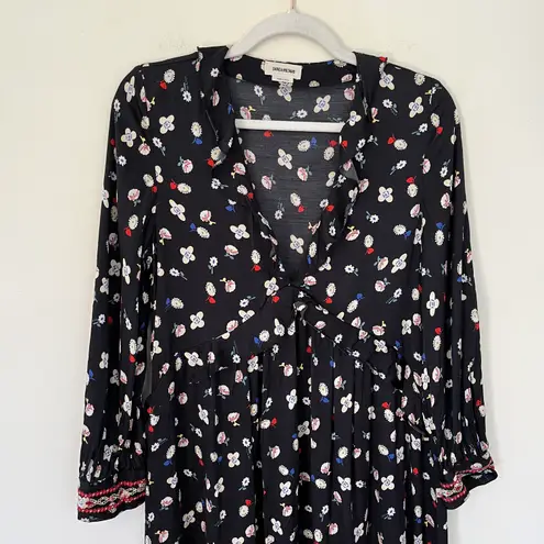 Zadig & Voltaire Reacty Floral Vintage Long Sleeve Slit Ruffle Midi Dress