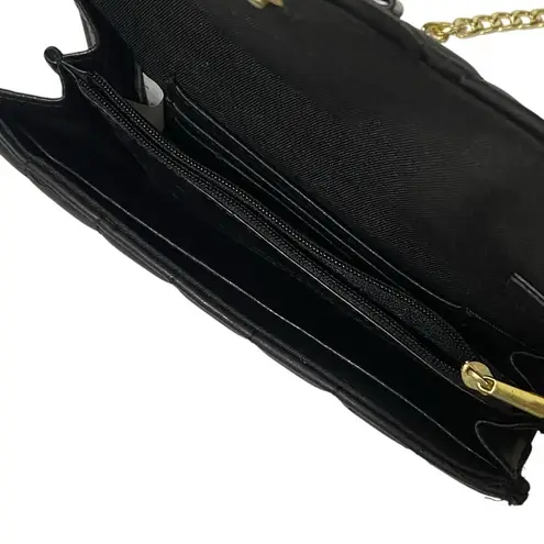 Mossimo Black Quilted Crossbody Bag Gold Chain Small Purse Wallet
