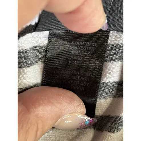 En Focus Maxi Black/White Stripe/Floral Straps Dress Size 20W Tie Waist Black