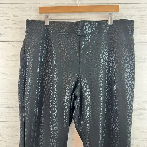 Terra & Sky Coated Leopard Print Pull On Skinny Pants Size 1X