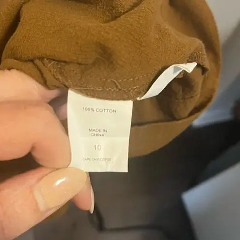 Happy X Nature Kate Hudson Wide Leg Jumpsuit Mustard Yellow Tie Open Back sz. 12 Brown