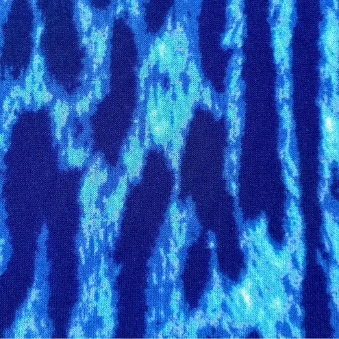 Carmen Marc Valvo Women’s Blue Animal Leopard Print 3/4 Sleeve Knit Top, Small