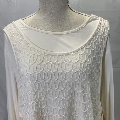 Indigo Soul Long Sleeve Cream Ivory Layered Shirt Size 2XL