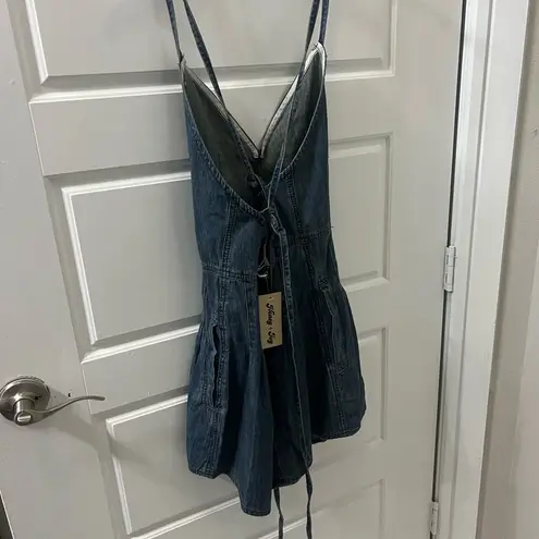 NWT Miou Muse Denim Mini Romper – Size Small Blue