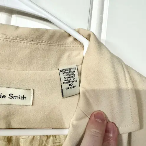 Amanda Smith VTG Blazer Women Size 10 Single Button Down Padded Shoulder Cream
