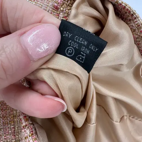 Lafayette 148 New York Petite Tweed Blazer Jacket Pink Tan Size 8 Linen Blend