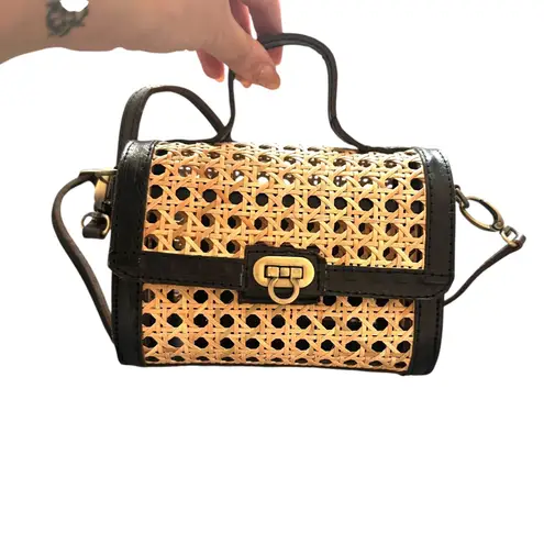LUSANA Candice Rattan Crossbody/Handle Bag NWT Tan