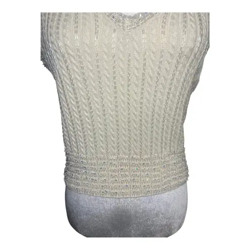 Vintage Beaded Knit Sweater Vest | Y2K Glam Classic | Deadstock Small Vie