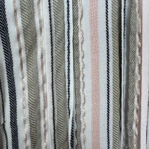 Club Z Collection Shirt Dress Cover Up Womens XL Metallic Stripes Beach Travel White