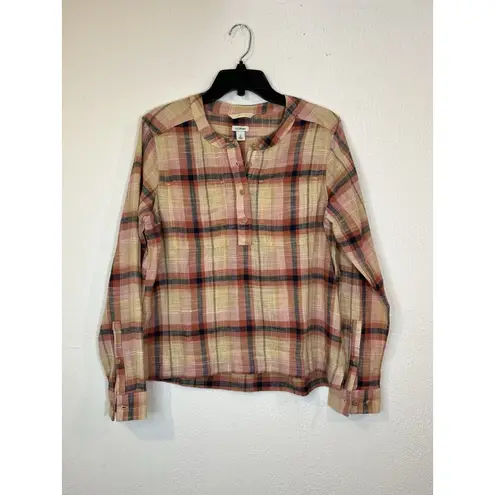 L.L.Bean Day Breeze Shirt Long Sleeve Button Front Small Vintage Khaki