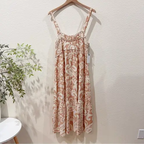 Greylin Sita Print Tiered Midi Dress with Piping Detail Size Small NWT Cottage