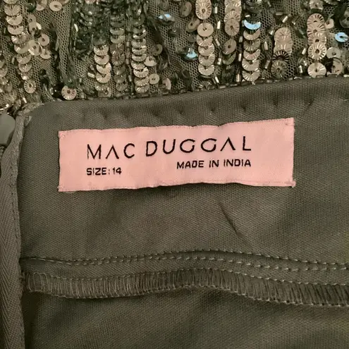 Mac Duggal NWT SEQUINED ONE SHOULDER DRAPED LACE UP GOWN 5687 Green Size 14