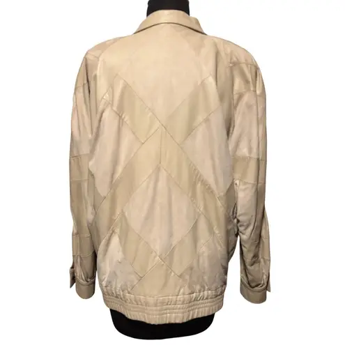 Bally Switzerland Italy Lamb Leather Suede Bomber Jacket Beige Vintage Sz 6/8