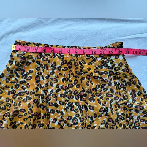 MINKPINK  Orange and Pink Cheetah Print Pleated Circle Skirt Small