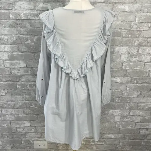 ZARA  Light Blue Daisy Floral Embroidered Ruffle