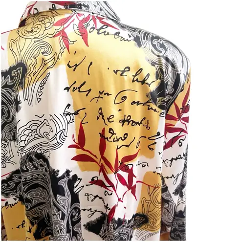 Maggie Barnes Women’s Vintage Satin Button Down Blouse Size 2X 22/24 Artsy