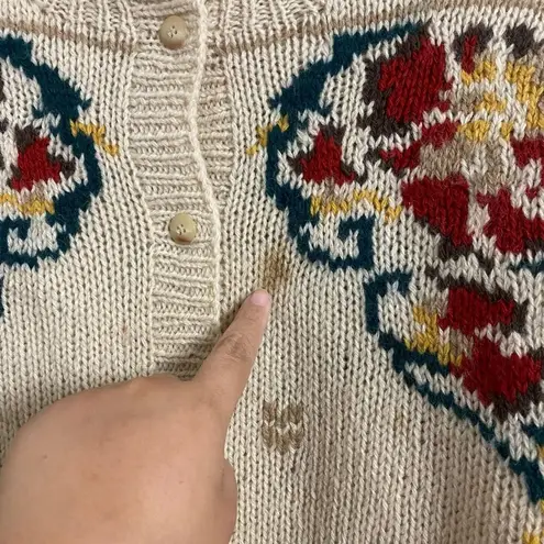 J. Christopher Knit Cardigan Sweater Button Down Women's Size L Biege High Neck Size L