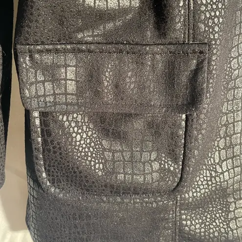 Susan Graver QVC Women Black Snake Croc Embossed Brushed Faux Leather Jacket M