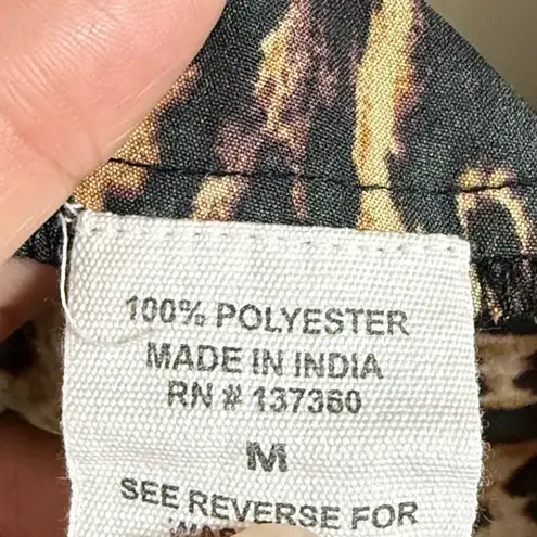 Leopard Print High Low Tunic Dress Medium Oversized Button Down Animal Print Top Brown