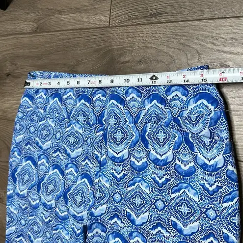 IBKUL Venetian Tiles Denim Stretch Golf Ankle Pants Blue White Size 10