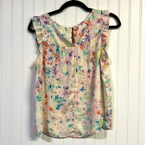 LC Lauren Conrad  Floral Watercolor Sleeveless Blouse Flutter Tank Size M