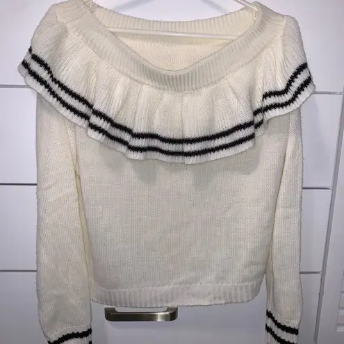 white off the shoulder ruffle sweater Size M