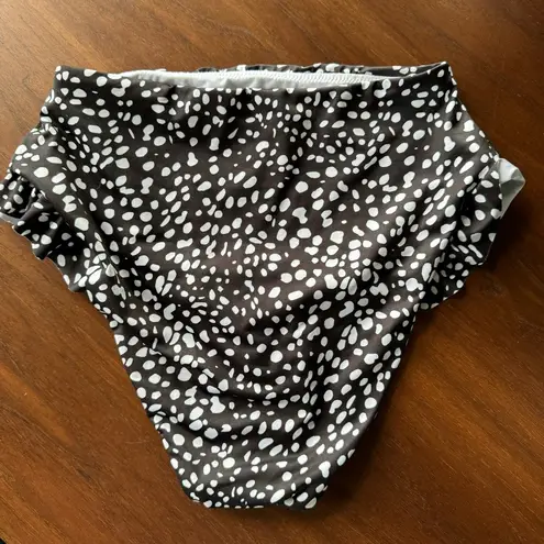 ASOS  DESIGN High Waist Frill Bikini Bottom Black Mono Spot Print Size 4 NWOT