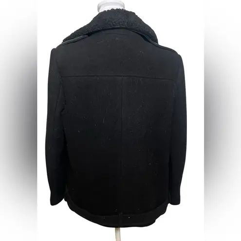 Sandro small Black Leather-Trim Wool Jacket $700