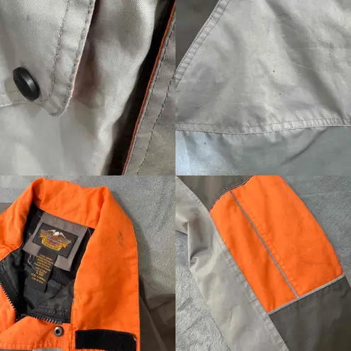 HarleyDavidson Orange Gray HD Logo Snap Button Velcro Tabs Casual Jacket XSmall Size XS
