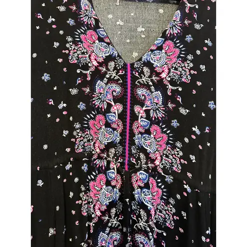 Scoop XXXL/3XG Floral Print V Neck Maxi Dress Black Pink Blue Size undefined